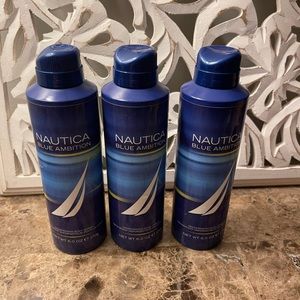 3X  Nautica Blue Ambition Men's Cologne/Body Spray, 6 Fluid Oz ea (Lot of 3)